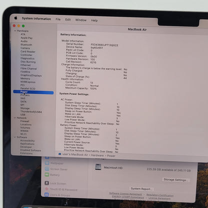 2024 Apple MacBook Air 13.6" M3 8C GPU 4.0GHz 16GB RAM 256GB SSD A3113