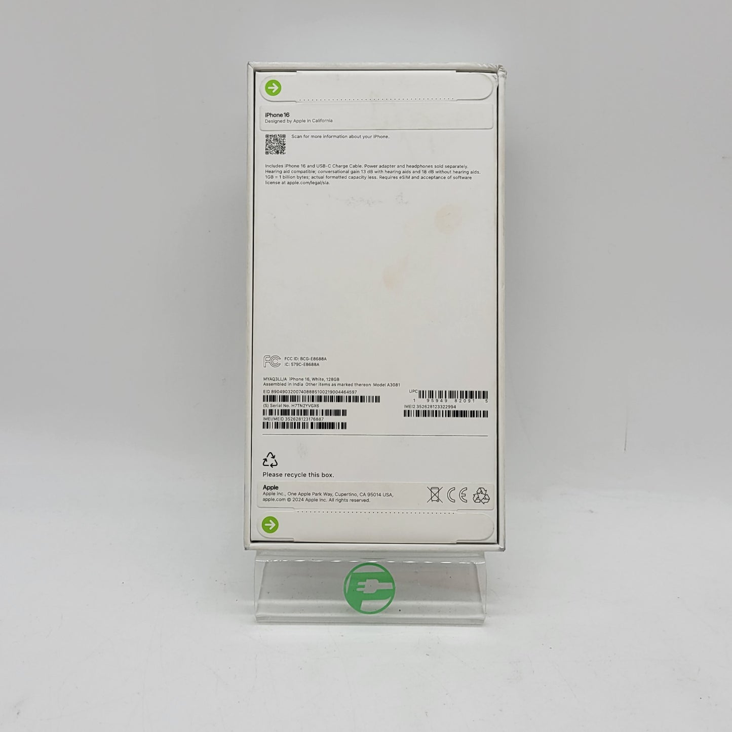 New Factory Unlocked Apple iPhone 16 128GB White MYAQ3LL/A