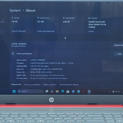 HP Laptop 15-DW0083WM 15.6" Pentium Silver N5030 1.1GHz 4GB RAM 128GB SSD