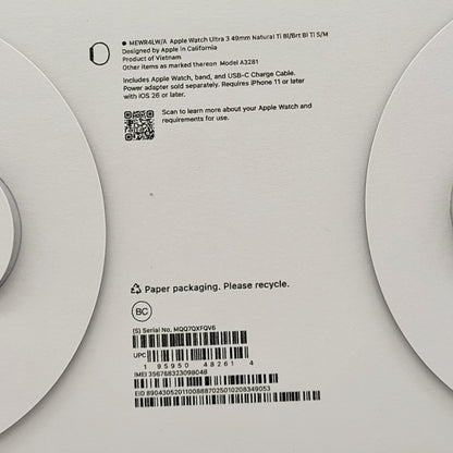 Unlocked Apple Watch Ultra 3 49MM Natural Titanium Blue Trail Loop MEWR4LW/A