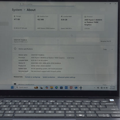 Dell Inspiron 14 7445 2 IN 1 14" Ryzen 5 8640HS 3.5GHz 8GB RAM 512GB SSD