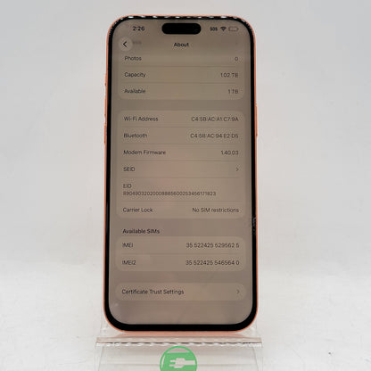 Broken Unlocked Apple iPhone 17 Pro Max 1TB 26.3.1 MFXP4LL/A Read