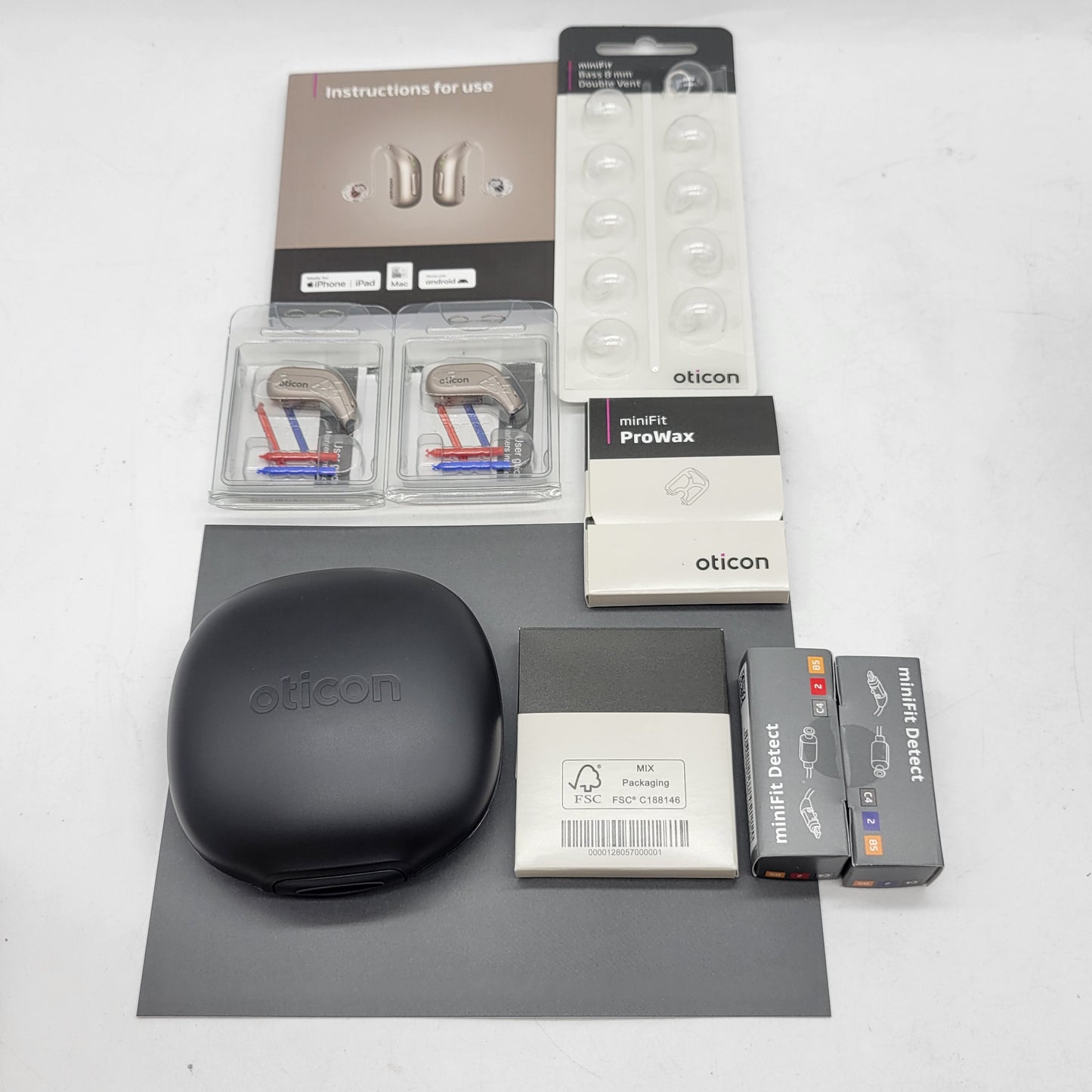 Oticon Intent 3 MiniRITE C090 Bluetooth Hearing Aids Chromebeige 269601