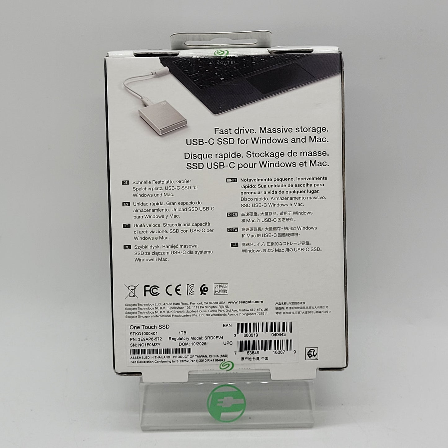 New Seagate External One Touch 1TB USB-C to USB-C SSD 3E9AP8-572
