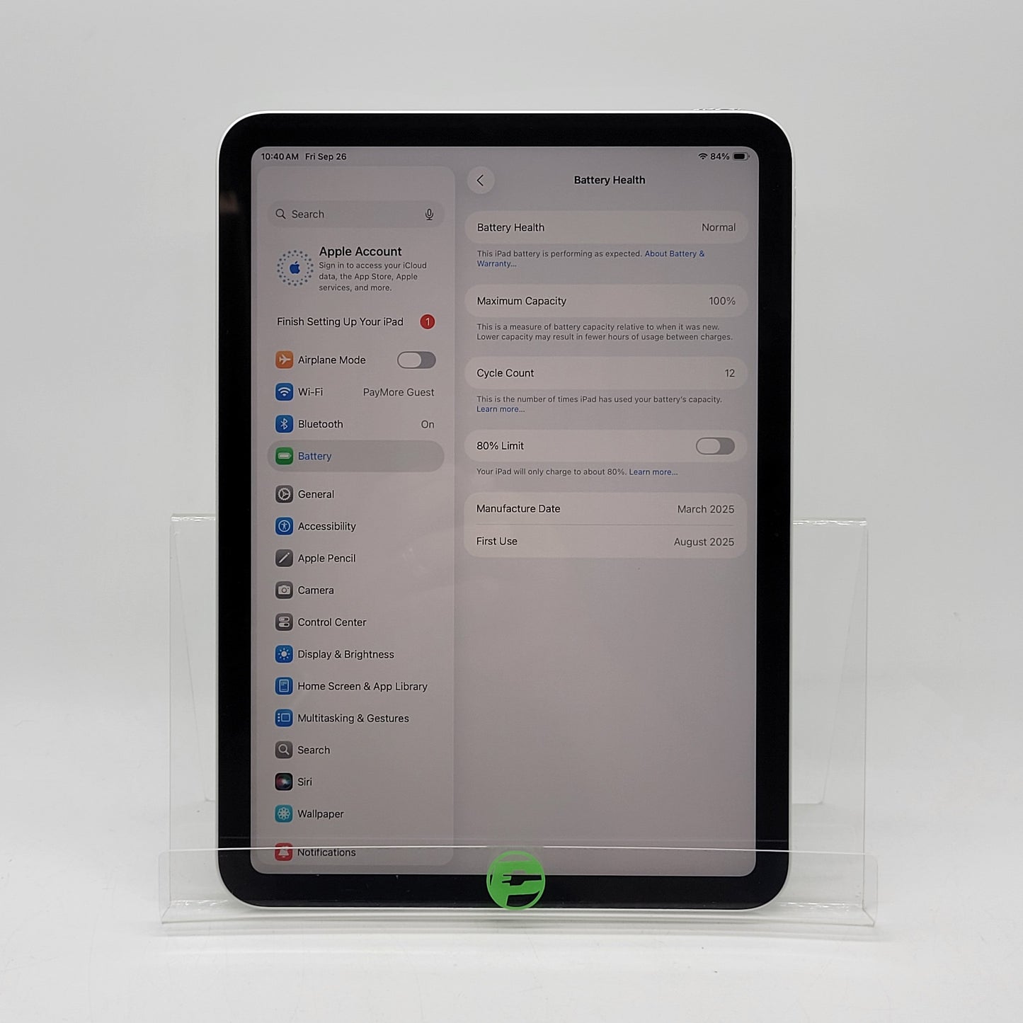 WiFi Only Apple iPad 11" (A16) 128GB Silver MD3Y4LL/A