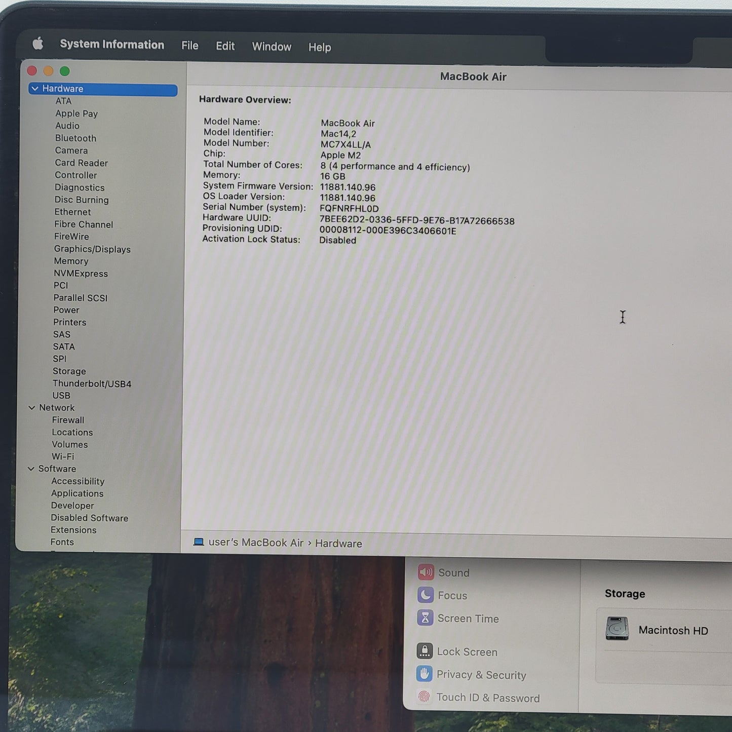 2022 Apple MacBook Air 13.6" M2 8 Core 3.5GHz 16GB RAM 256GB SSD A2681