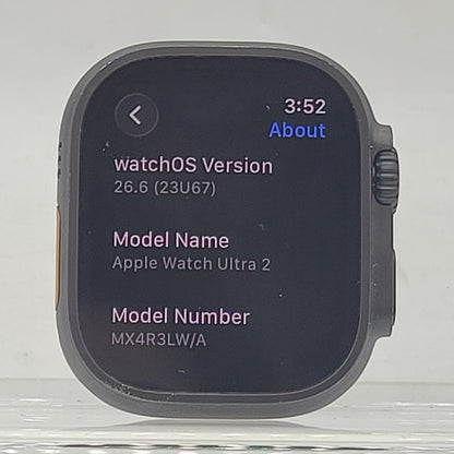Unlocked Apple Watch Ultra 2 49MM Black Titanium Black Band MX4R3LW/A