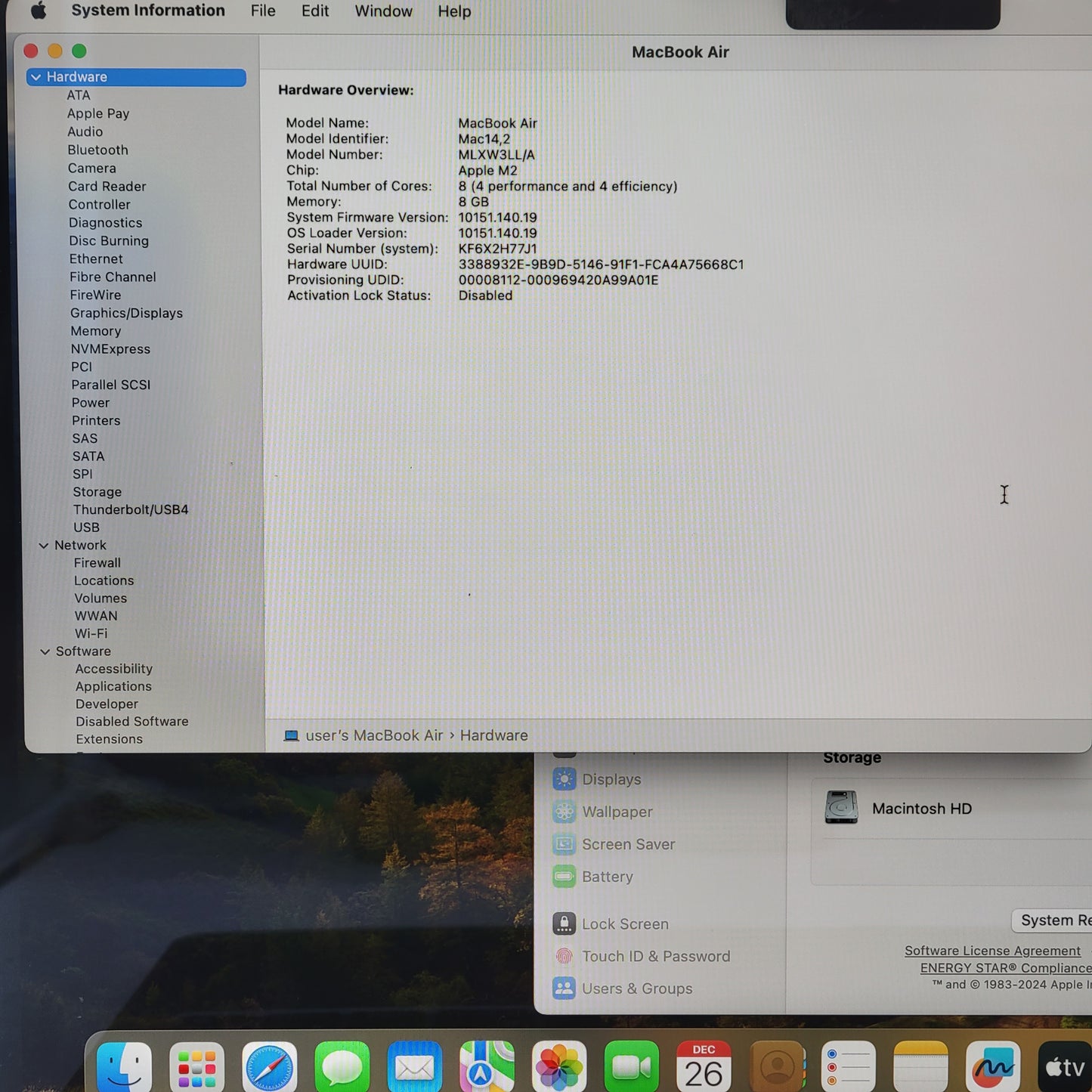 2022 Apple MacBook Air 13.6" M2 3.5GHz 8GB RAM 256GB SSD A2681