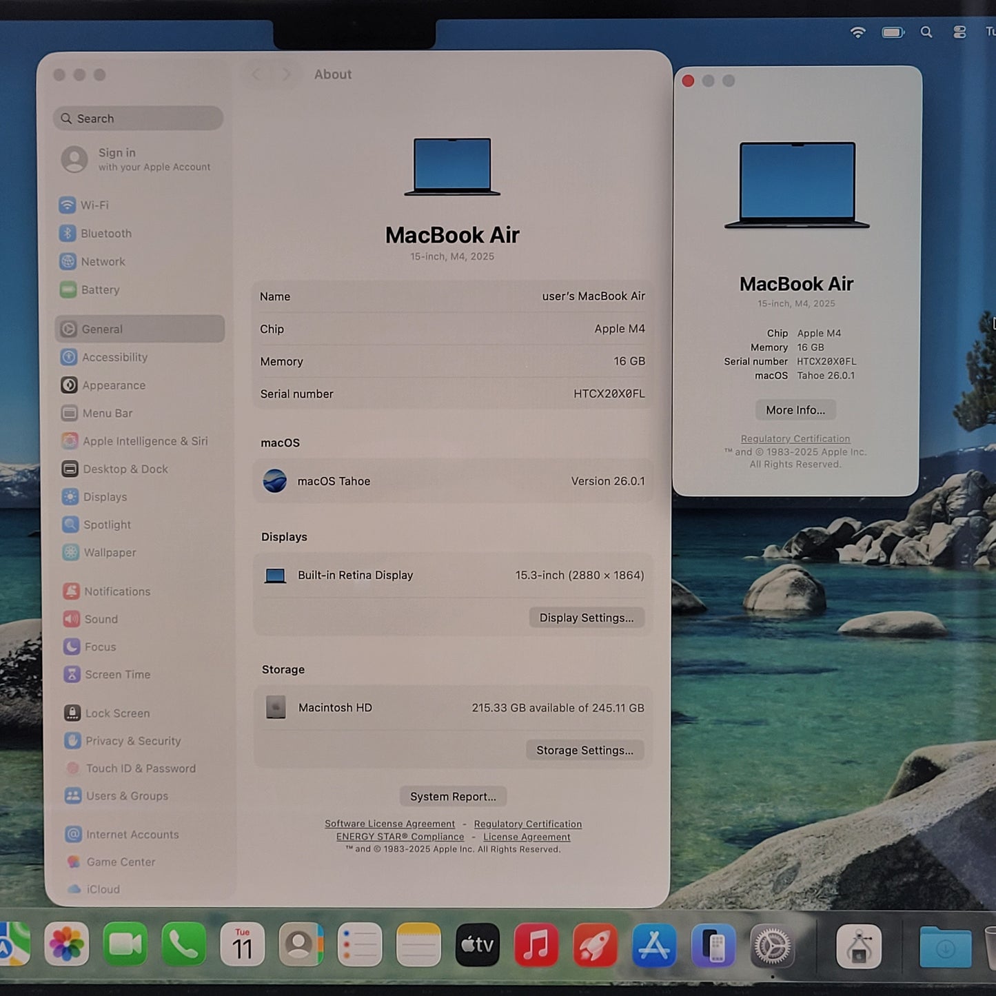 2025 Apple MacBook Air 15" M4 10C GPU 4.5GHz 16GB RAM 256GB SSD A3241