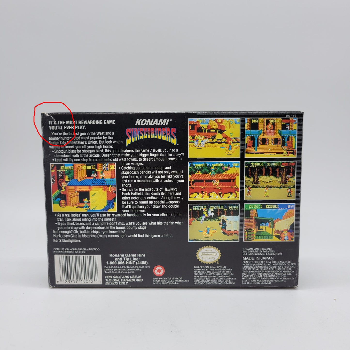 Sunset Riders (Super Nintendo SNES, 1993) CIB