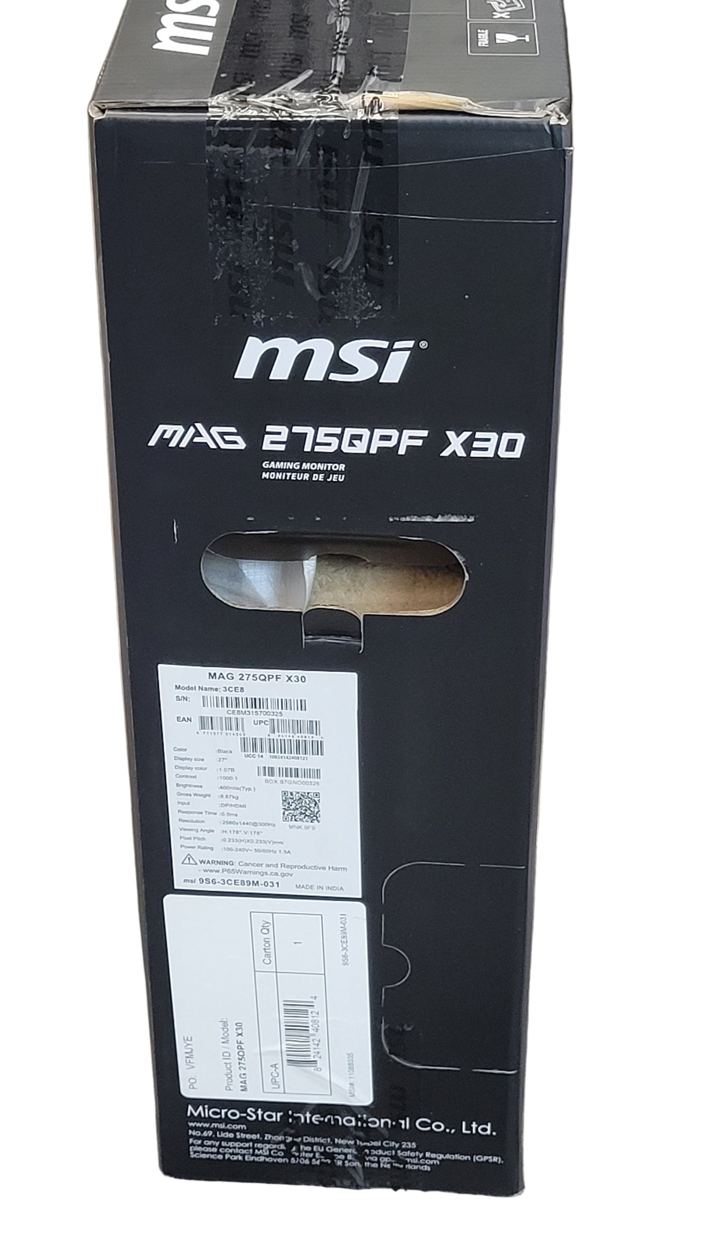 New MSI 27" MAG 275QPF X30 WQHD Rapid IPS 300Hz Gaming Monitor HDR 400