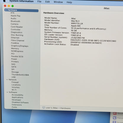 2024 Apple iMac 24" M4 4.5GHz 16GB RAM 256GB SSD Blue MWV13LL/A