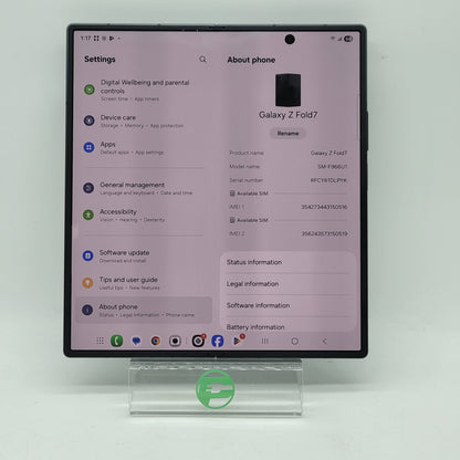 Factory Unlocked Samsung Galaxy Fold7 12GB RAM 512GB SM-F966U1 Jetblack