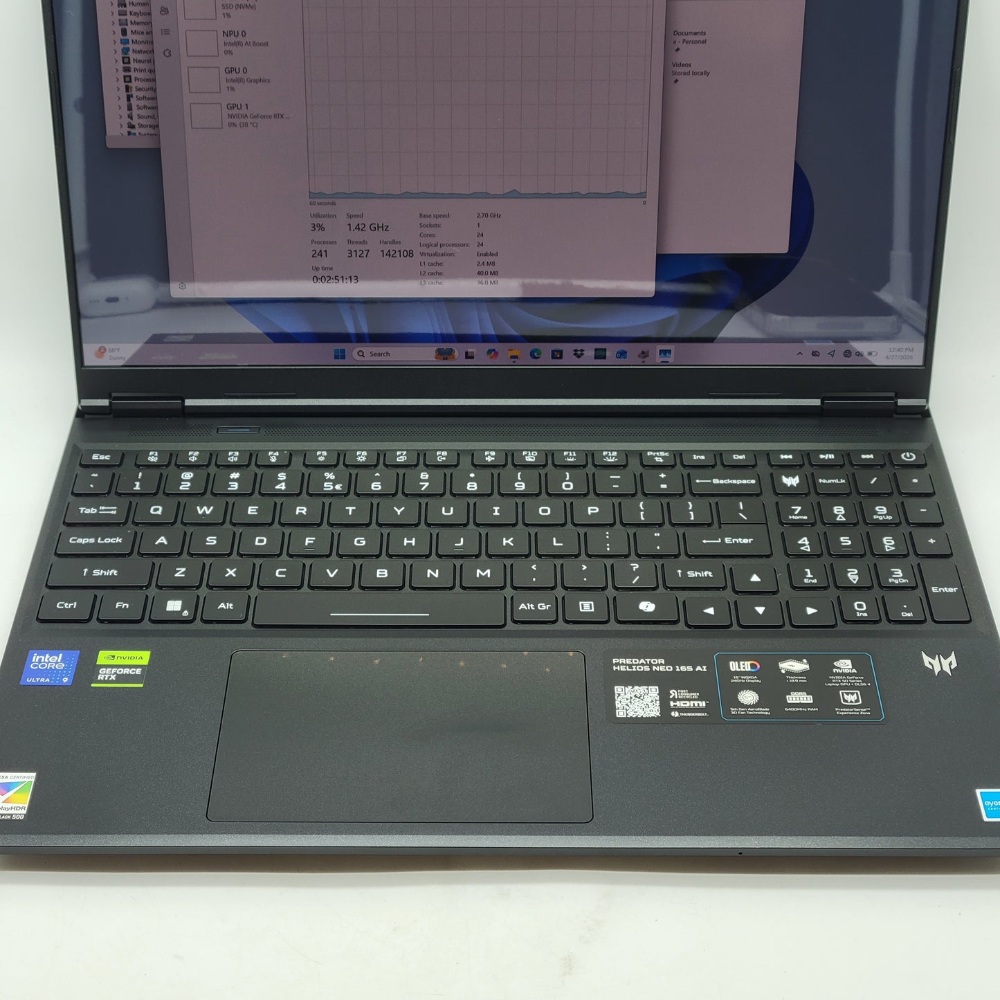 Acer Predator Helios Neo 16S AI 16" Core Ultra 9 275HX 2.7GHz 16GB 1TB  RTX 5060