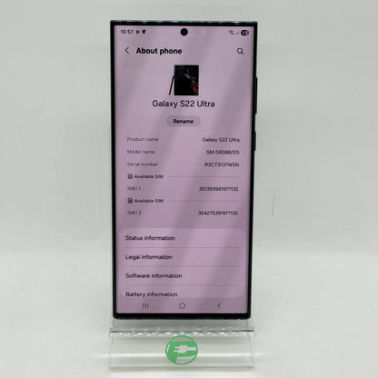 Factory Unlocked Samsung Galaxy S22 Ultra 8GB RAM 128GB SM-S908B/DS Green