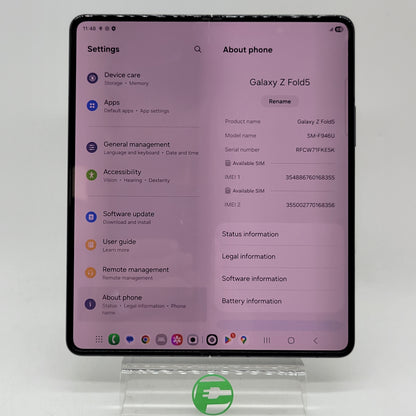 Broken Unlocked Samsung Galaxy Z Fold5 12GB RAM 256GB SM-F946U Black Read