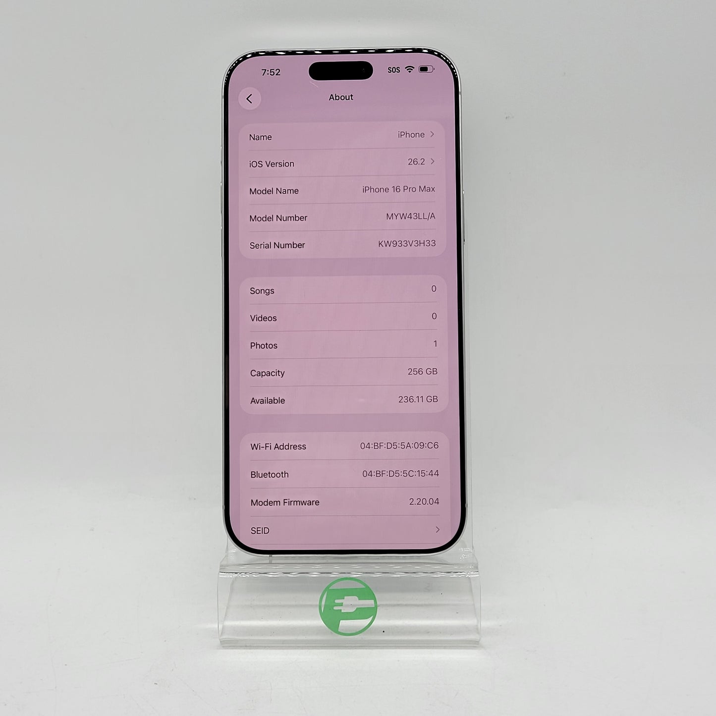 Factory Unlocked Apple iPhone 16 Pro Max 256GB White MYW43LL/A