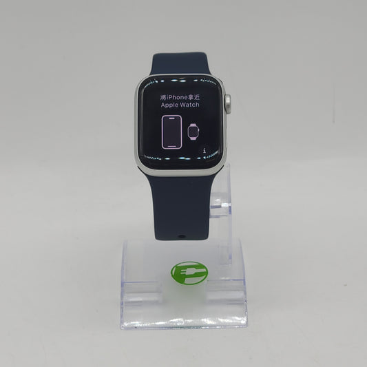 GPS Only Apple Watch SE 2nd Gen 40MM Silver Aluminum Blue Sport Band A2722