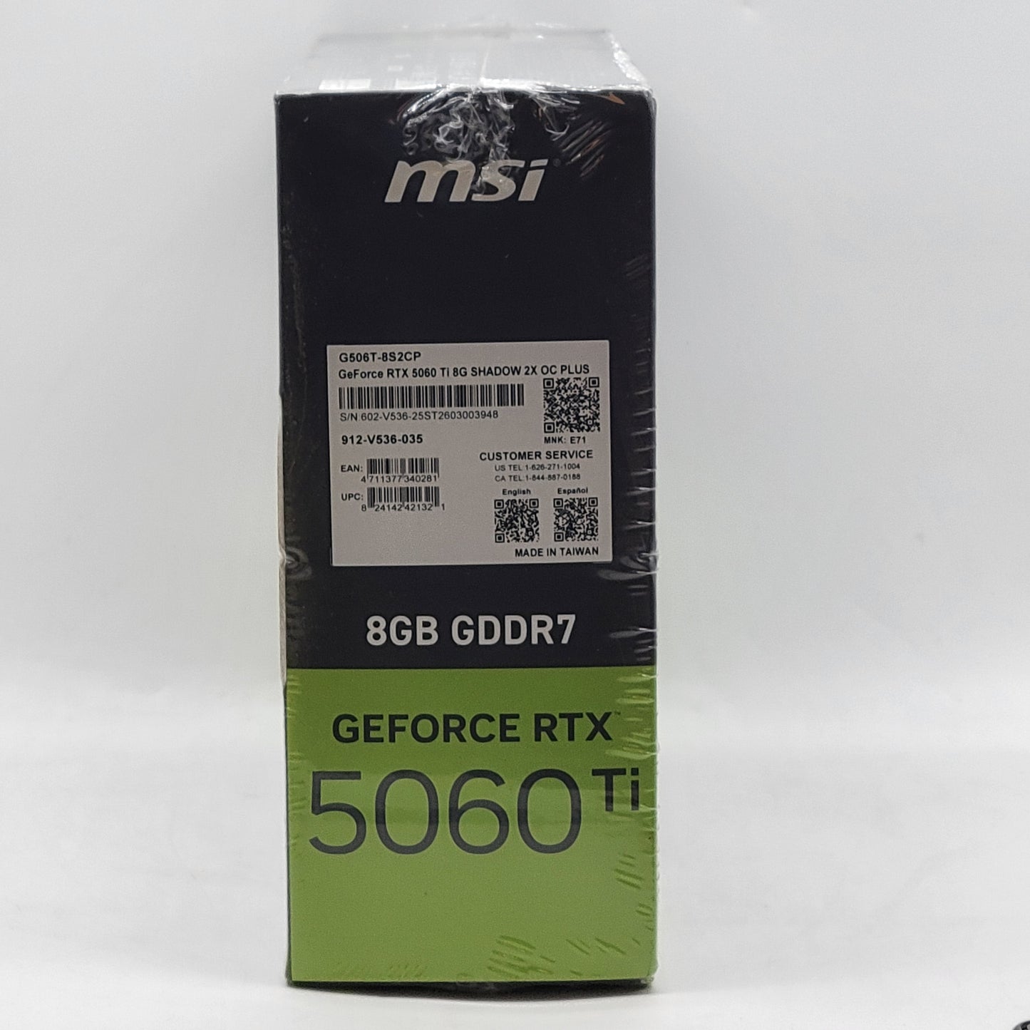 New MSI GeForce RTX 5060 Ti SHADOW 2X OC 8GB GDDR7 Graphics Card 912-V536-035