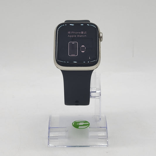 Unlocked Apple Watch SE 2nd Gen 44MM Starlight Aluminum Black  Sport Band A2727