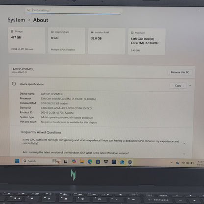 Acer Nitro V 15 ANV15-51 i7-13620H 2.4GHz 32GB RAM 512GB SSD GeForce RTX 4060