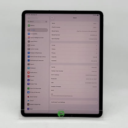 Factory Unlocked Apple iPad Pro 12.9" 5th Gen 128GB Space Gray MHNR3LL/A