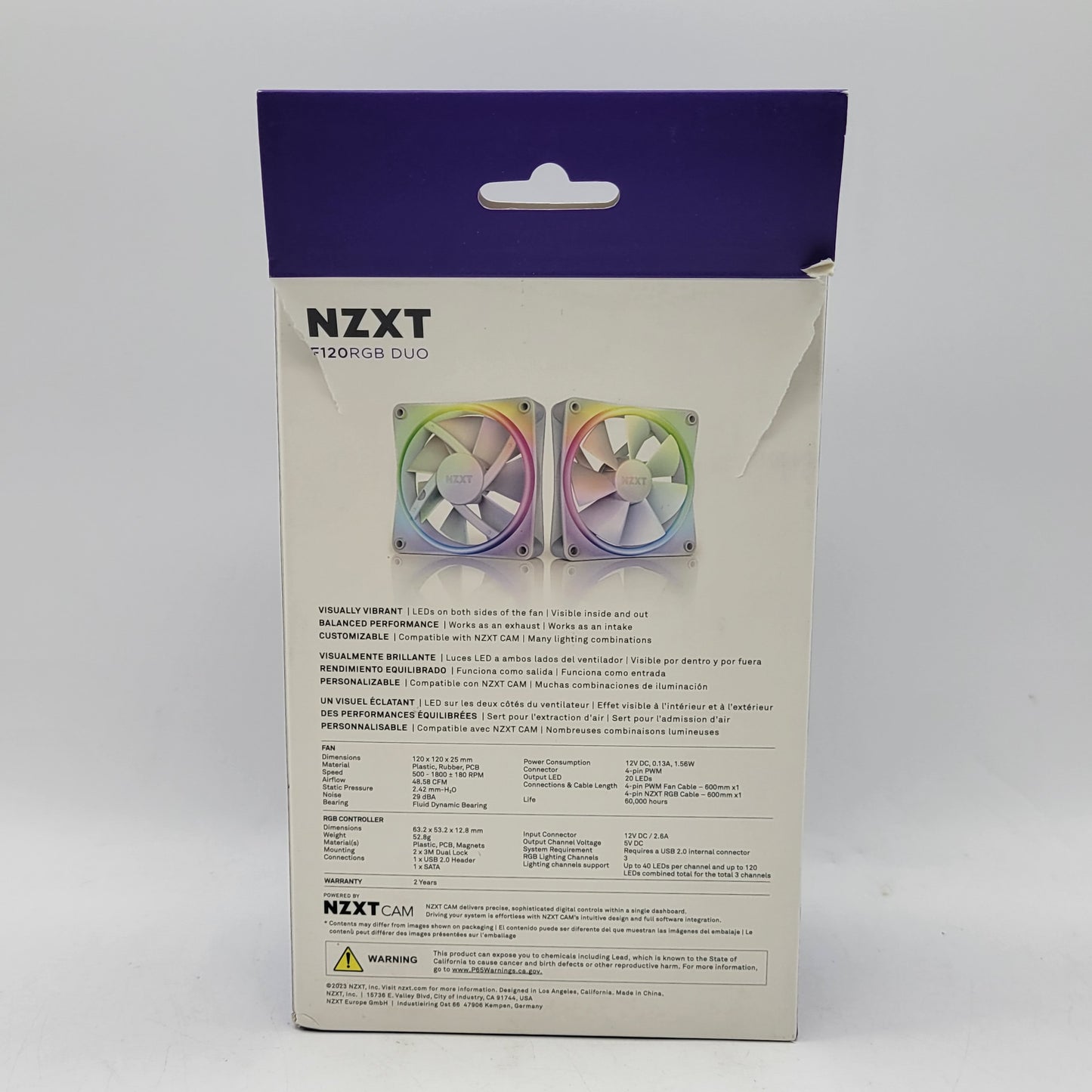 New NXZT F120RGB DUO Dual Sided RGB Fan with RGB Controller RF-D12TF-W1