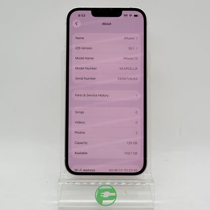 Factory Unlocked Apple iPhone 13 128GB Pink MLMN3LL/A