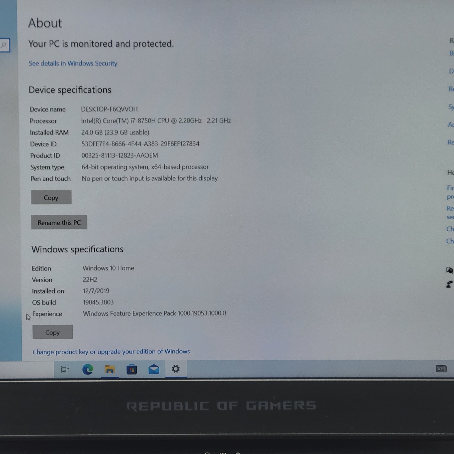 Asus Zephrus S GX531G 15.6" i7-8750H 2.2GHz 24GB RAM 2TB SSD GTX 1070 Max-Q