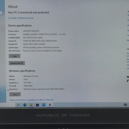 Asus Zephrus S GX531G 15.6" i7-8750H 2.2GHz 24GB RAM 2TB SSD GTX 1070 Max-Q