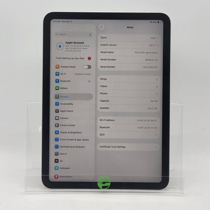 WiFi Only Apple iPad 10th Gen 64GB Silver MPQ03LL/A