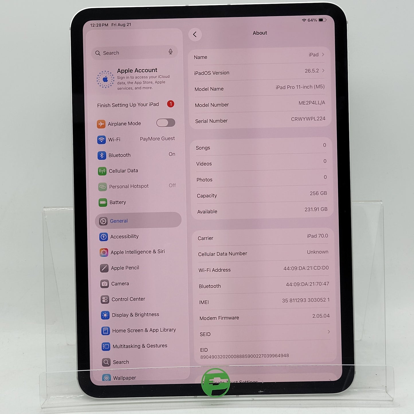 WiFi Only Apple iPad Pro 11" M5 256GB Silver ME2P4LL/A