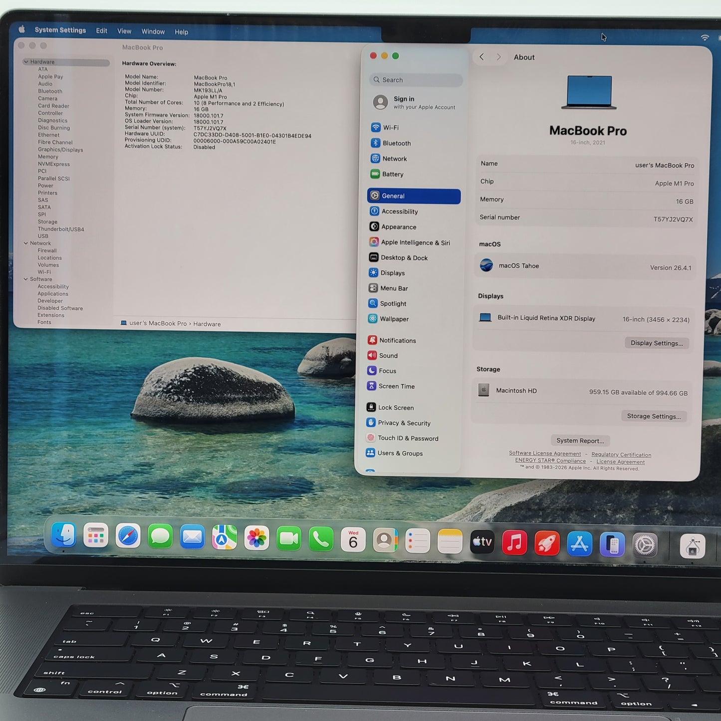 2021 Apple MacBook Pro 16" M1 Pro 16C GPU 3.2GHz 16GB RAM 1TB SSD A2485