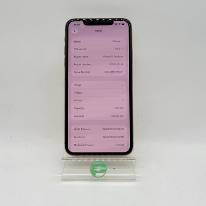 Factory Unlocked Apple iPhone 11 Pro Max 512GB Gold MWFL2LL/A
