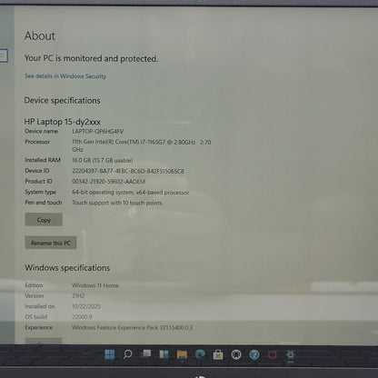 HP NoteBook 15-DY2089MS 15.6" i7-1165G7 2.7GHz 16GB RAM 1TB SSD