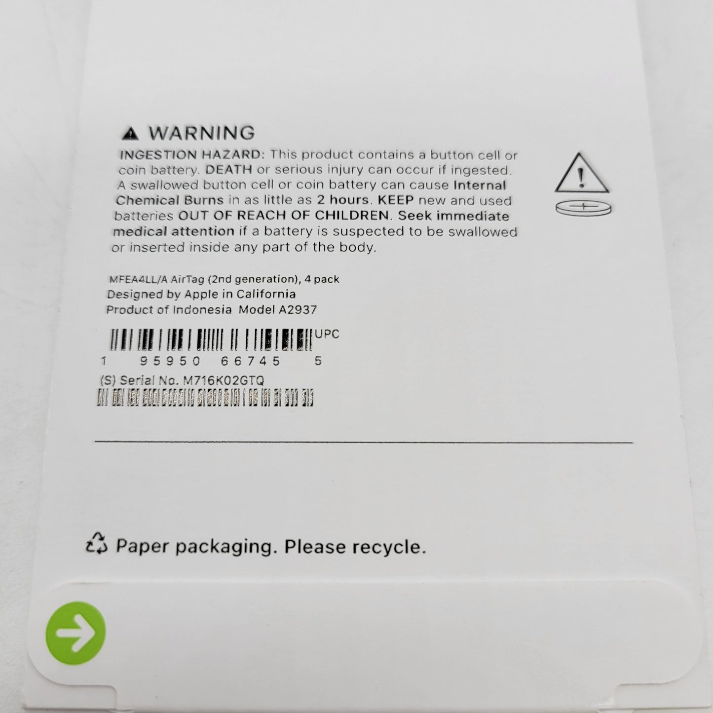 New Apple Airtag (2nd Gen) 4 Pack White A2937 Airtag