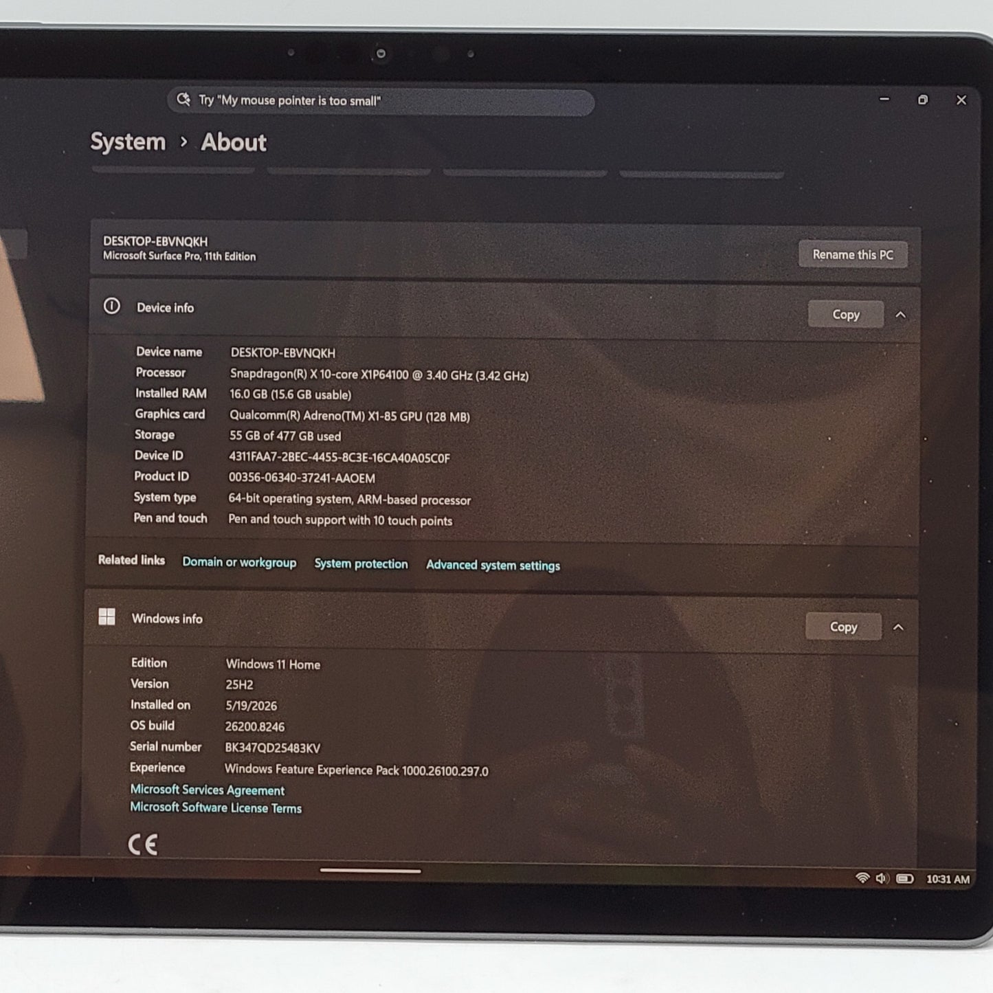 Microsoft Surface Pro 11th Edition 2076 13" Snapdragon X Plus 3.4GHz 16GB 512GB