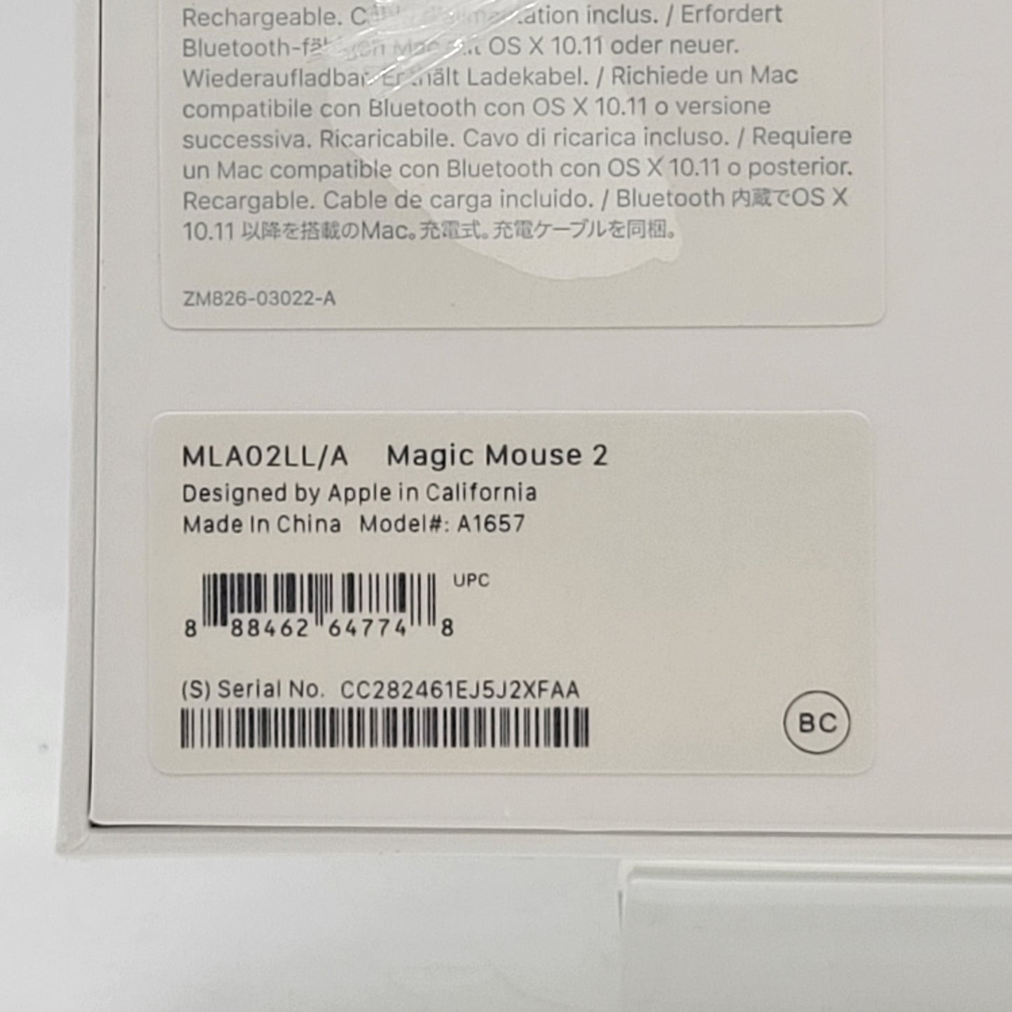 New Apple Magic Mouse 2 A1657 White