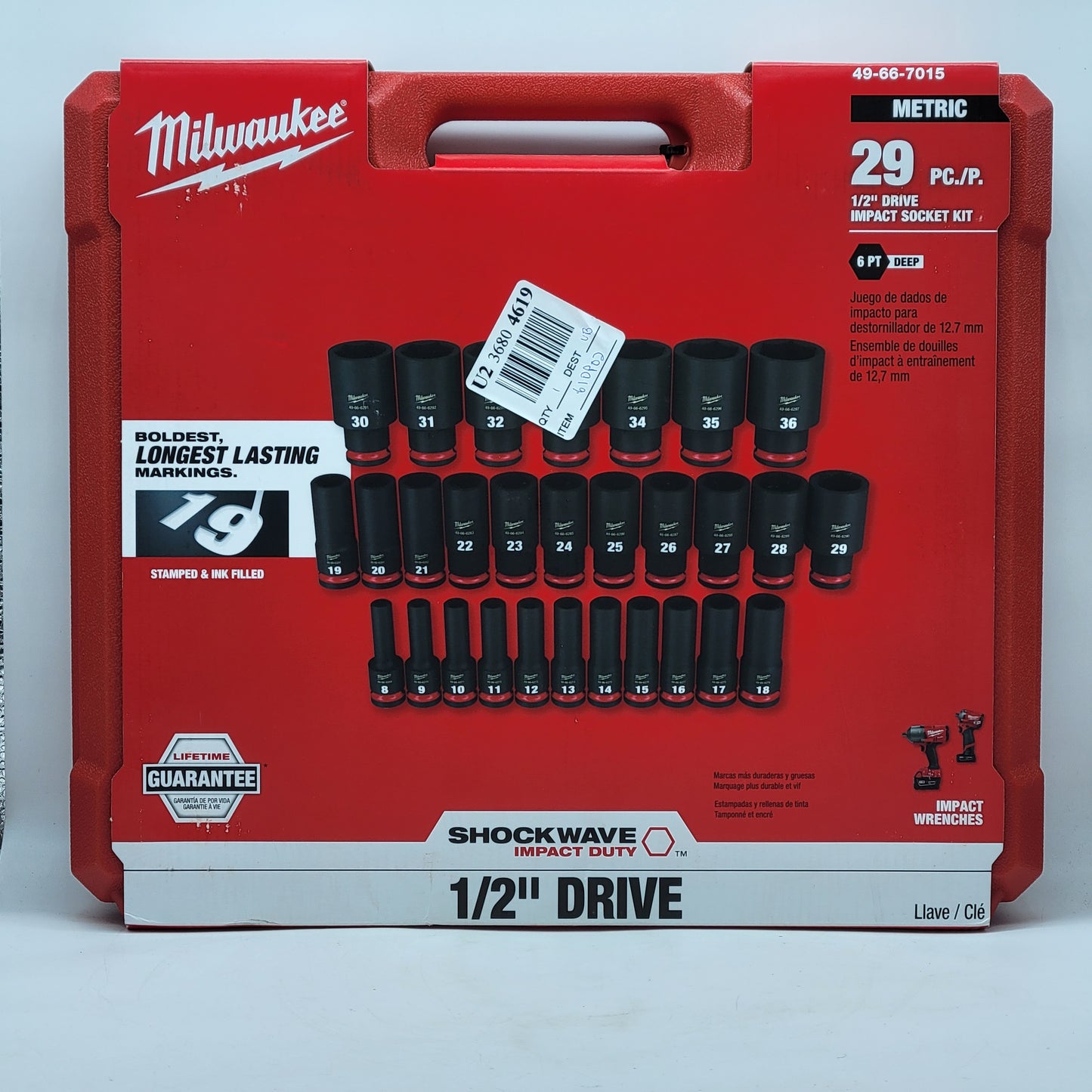New Milwaukee 49-66-7015 1/2" Drive Impact Socket Kit 29 PC Shockwave