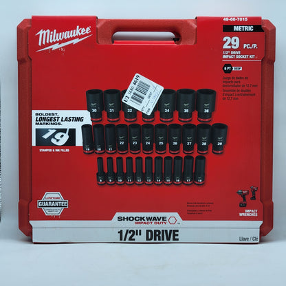 New Milwaukee 49-66-7015 1/2" Drive Impact Socket Kit 29 PC Shockwave