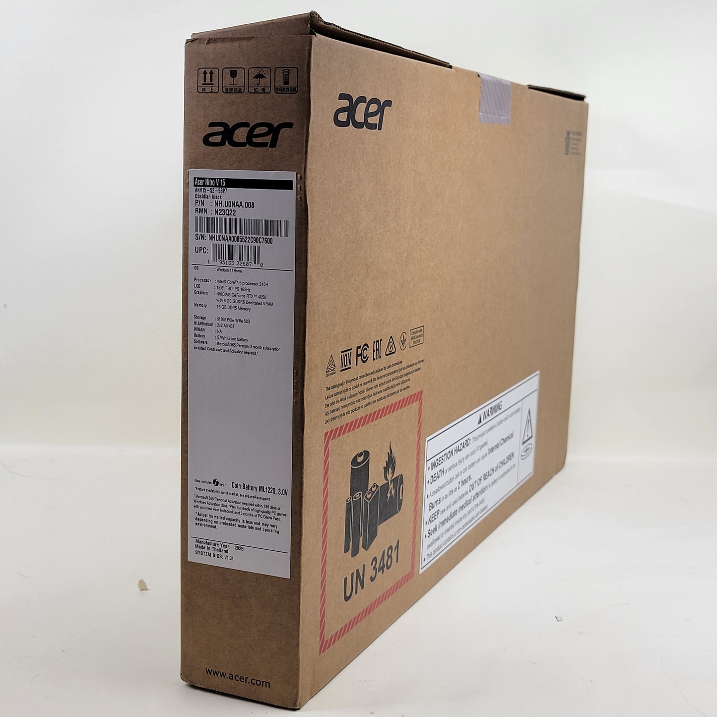 New Acer Nitro V 15 ANV15-52 15.6" Core 5 210H 2.2GHz 16GB RAM 512GB RTX 4050
