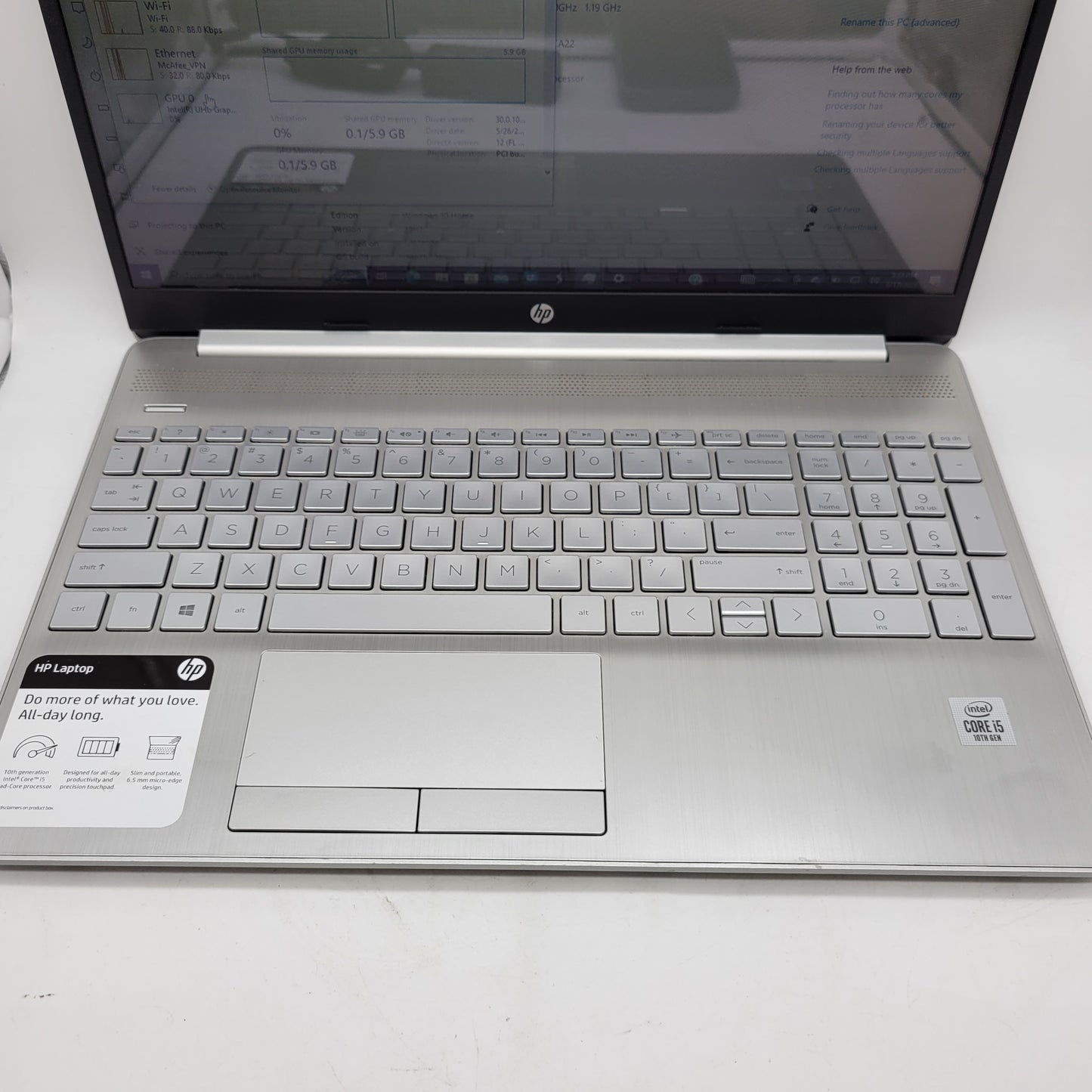 HP Laptop 15-DW2025CL 15.6" i5-1035G1 1.9GHz 12GB RAM 1TB HDD