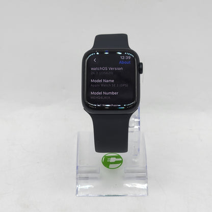 GPS Only Apple Watch SE 3 44MM Midnight Aluminum Black Sport Band MEHQ4LW/A