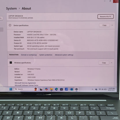Asus Zenbook 14 Q415M 14" Core Ultra 5 125H 3.6GHz 8GB RAM 512GB SSD