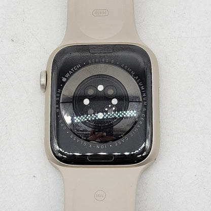 GPS Only Apple Watch Series 8 45MM Starlight Aluminum Starlight Band MNUQ3LL/A