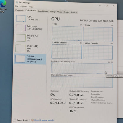 PowerSpec Custom PC Ryzen 5 1600 3.20GHz 16GB RAM 256GB SSD 1TB HDD GTX 1060