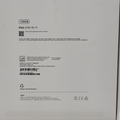 WiFi Only Apple iPad 11" (A16) 128GB Pink MD4E4LL/A
