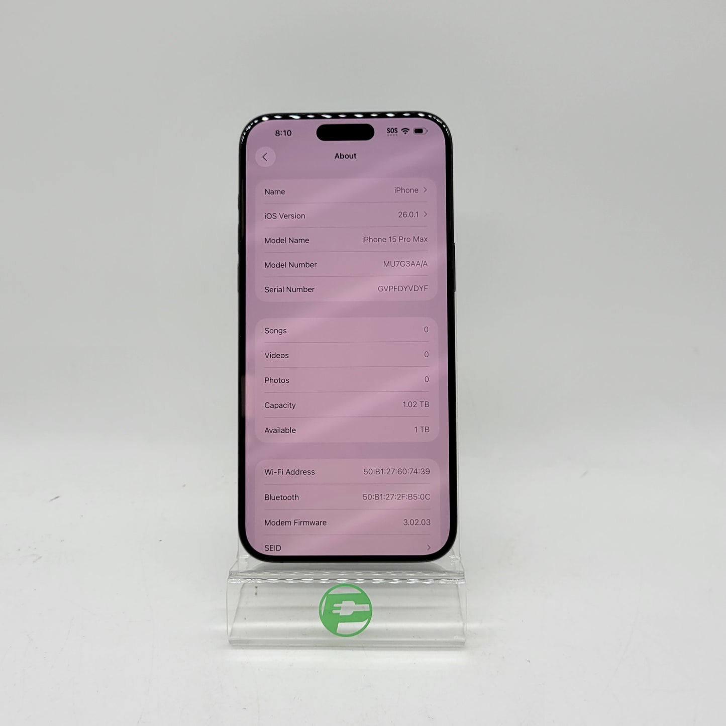 Factory Unlocked Apple iPhone 15 Pro Max 1TB Black MU7G3AA/A SIM tray