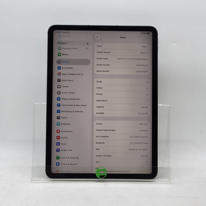 Factory Unlocked Apple iPad Pro 11" 3rd Gen 256GB Space Gray MHMV3LL/A