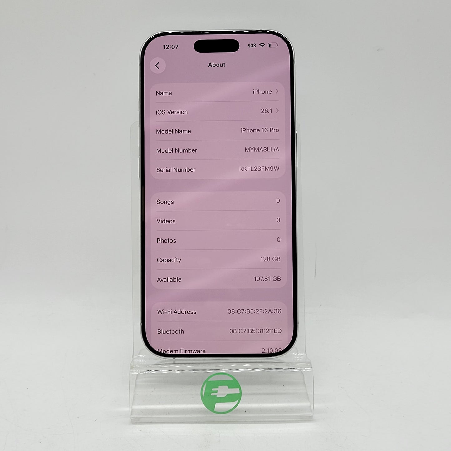 Factory Unlocked Apple iPhone 16 Pro 128GB White MYMA3LL/A